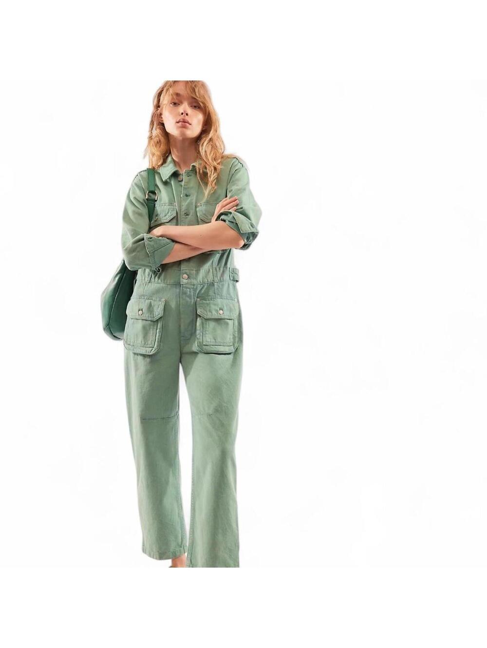NWOT Free People Geronimo Jumpsuit: green utility jumpsuit with pockets